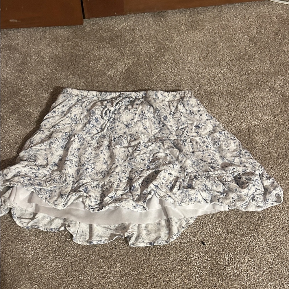 Le Lis White and Blue Floral Skater Skirt